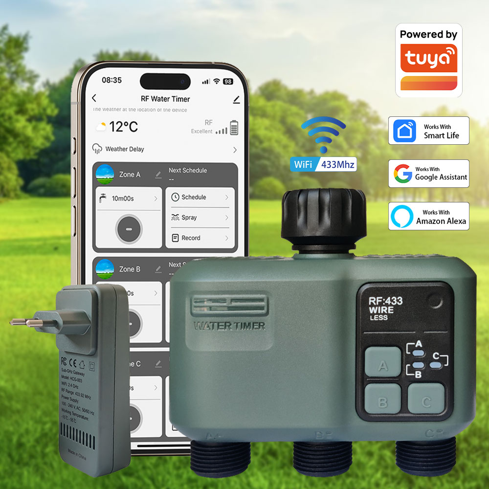 Smart Garden Irrigation - Minuteur d'arrosage Tuya Wifi+RF433 à 3